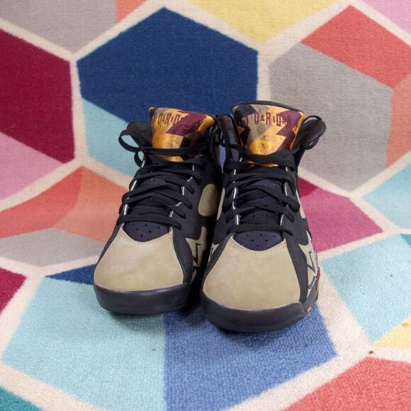 Nike Air Jordan 7 Retro Black Olive Cherrywood Red Sneakers Men's Size 9 US - Picture 2 of 8